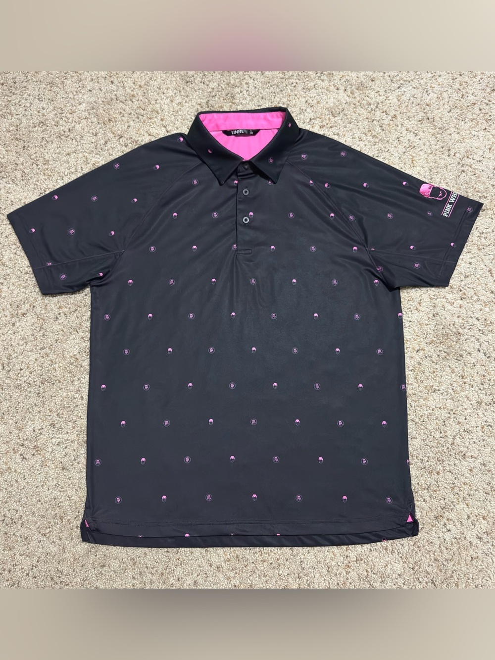 UNRL Golf Polo Shirt Mens Black Pink Whitney Barstool Sports Drink